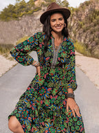 Printed Notched Neck Maxi Dress - Maxi Dress by Trendsi | Available at Handbags Specialist Headquarter