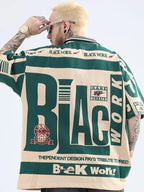 Men's Plus Size Letter Print Half Sleeve Polo Shirt - Men's Polo shirt by Trendsi | Available at Handbags Specialist Headquarter