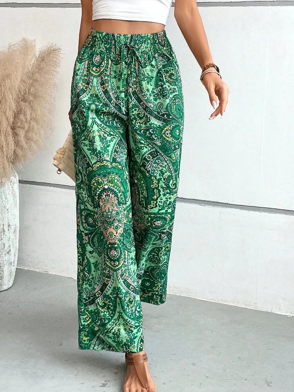 Printed Wide Leg Pants - Women Pants by Trendsi | Available at Handbags Specialist Headquarter