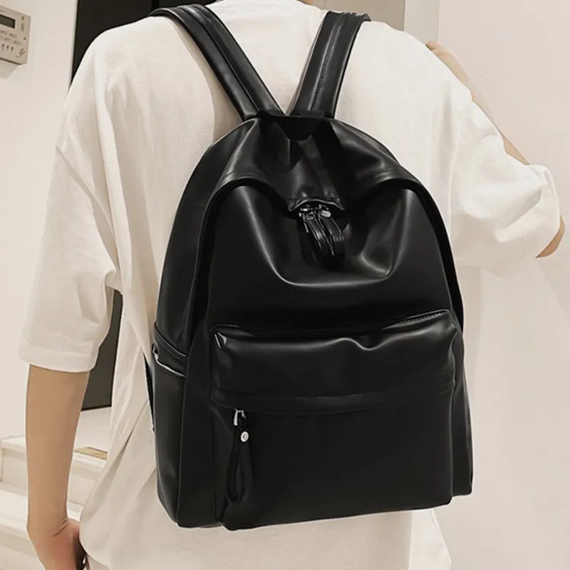 PU Leather Zip Backpack Bag - Leather Backpack Bag by Trendsi | Available at Handbags Specialist Headquarter