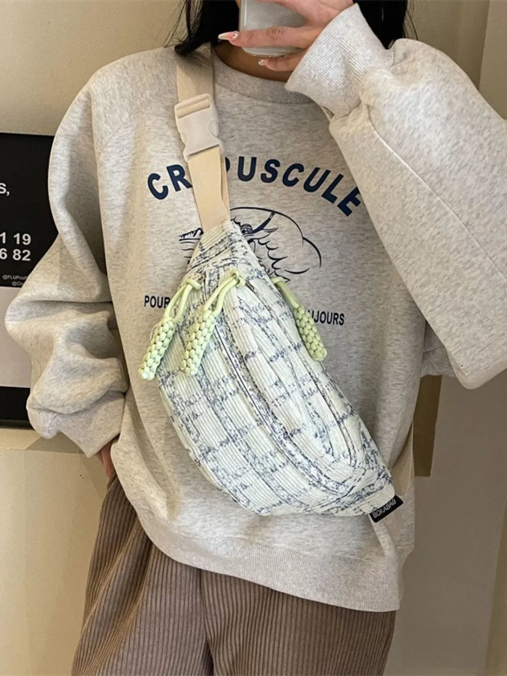 Contrast Plaid Polyester Crossbody Bag - Handbags by Trendsi | Available at Handbags Specialist Headquarter