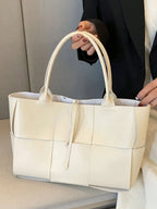 PU Leather Woven Handbag and Clutch Set - handbags by Trendsi | Available at Handbags Specialist Headquarter