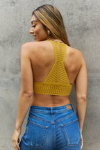 Leto Ribbed Lace Boho Racerback Bralette in Straw - Tops by Trendsi | Available at Handbags Specialist Headquarter