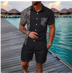 WavePrint 3D Beachwear: Short-Sleeve & Shorts Set