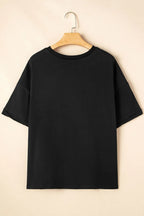 Sequin Strawberry High Low Half Sleeve Relaxed Fit T-Shirt - Tops by Trendsi | Available at Handbags Specialist Headquarter