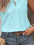 Full Size Eyelet V-Neck Tank Plus Size - Dresses by Trendsi | Available at Handbags Specialist Headquarter