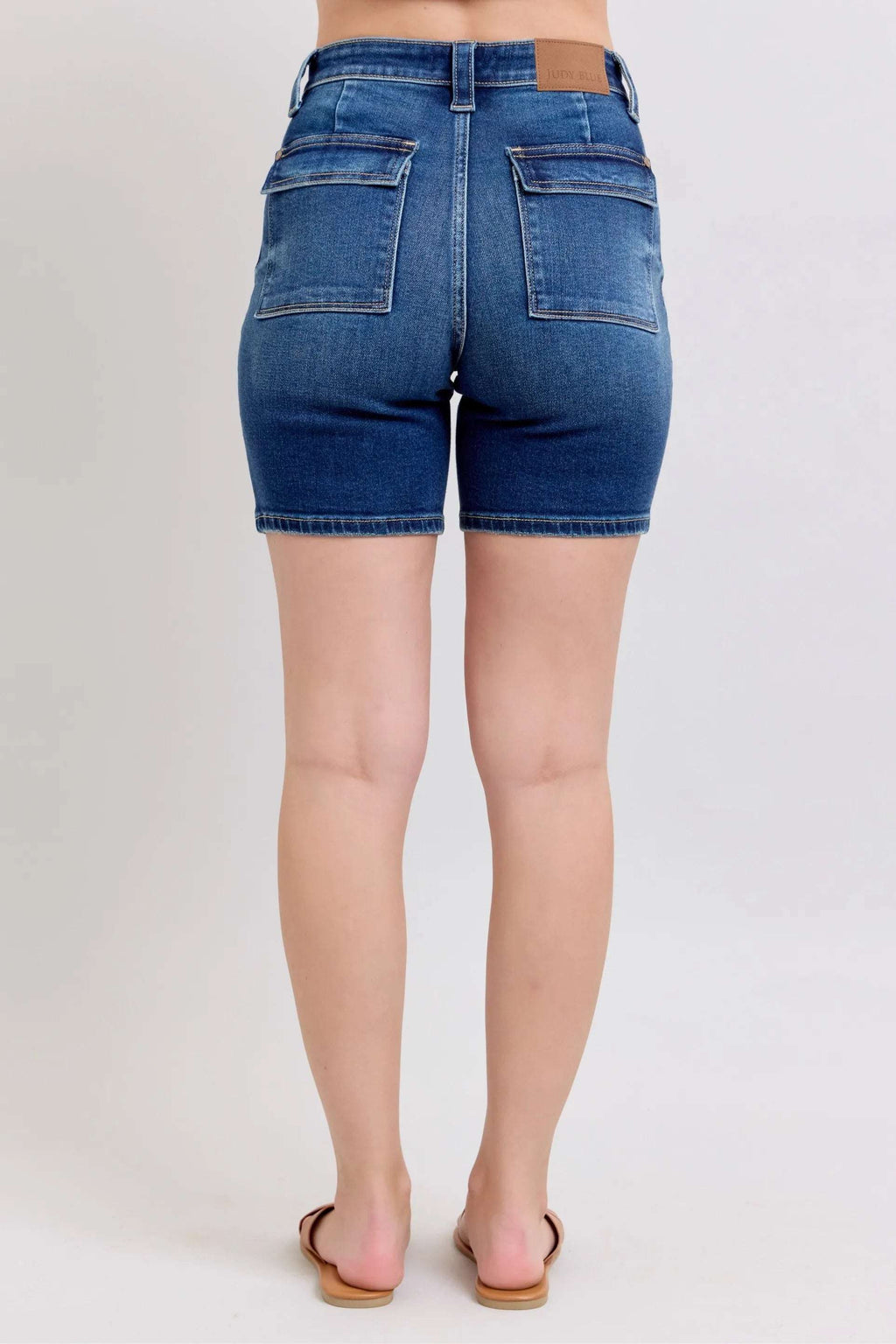 Judy Blue Full Size High Waist Bermudas Jeans W/ Back Flap Pockets Plus Size - Women / Jeans & Denim by Trendsi | Available at Handbags Specialist Headquarter