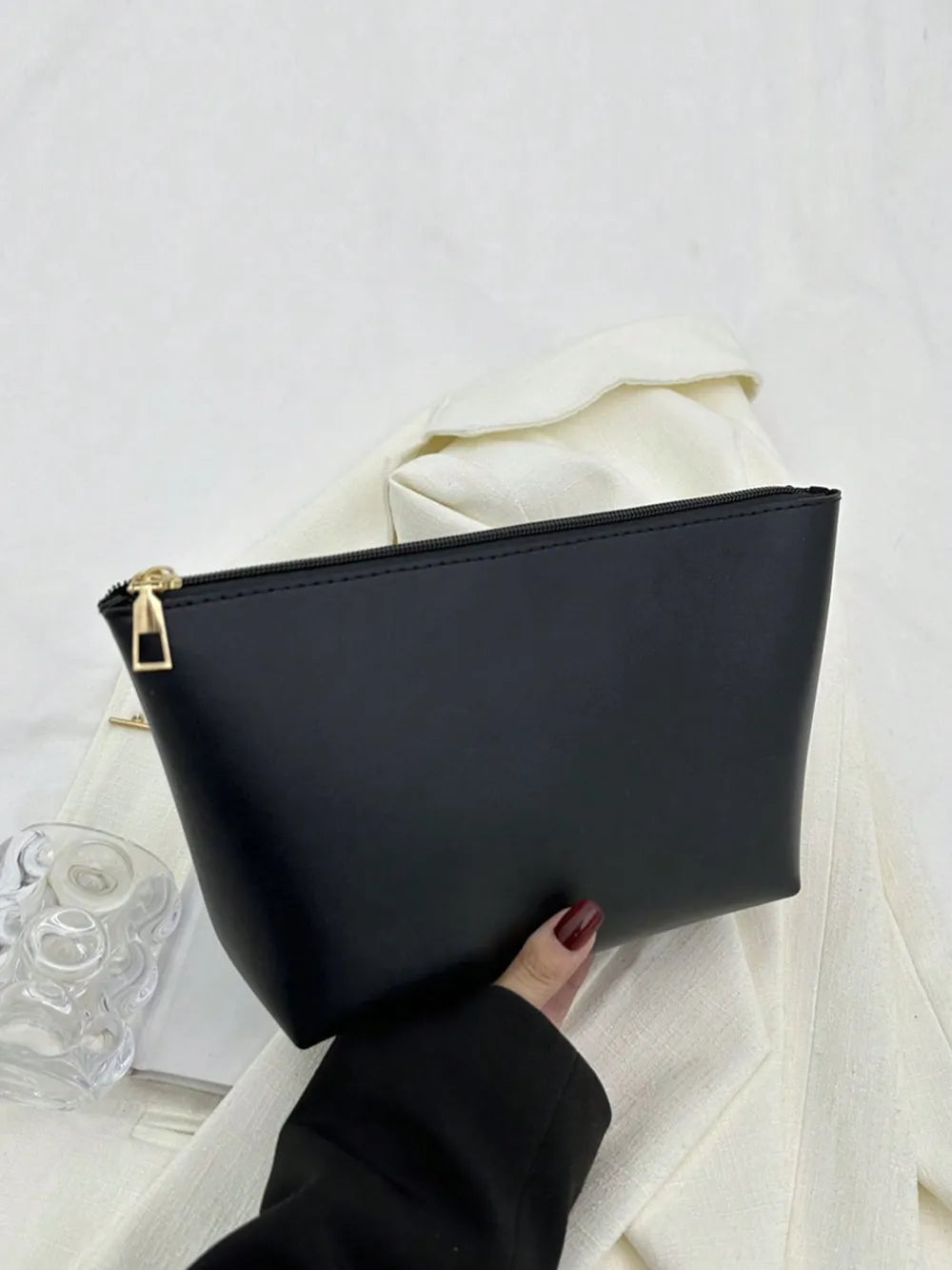 PU Leather Woven Handbag and Clutch Set - handbags by Trendsi | Available at Handbags Specialist Headquarter