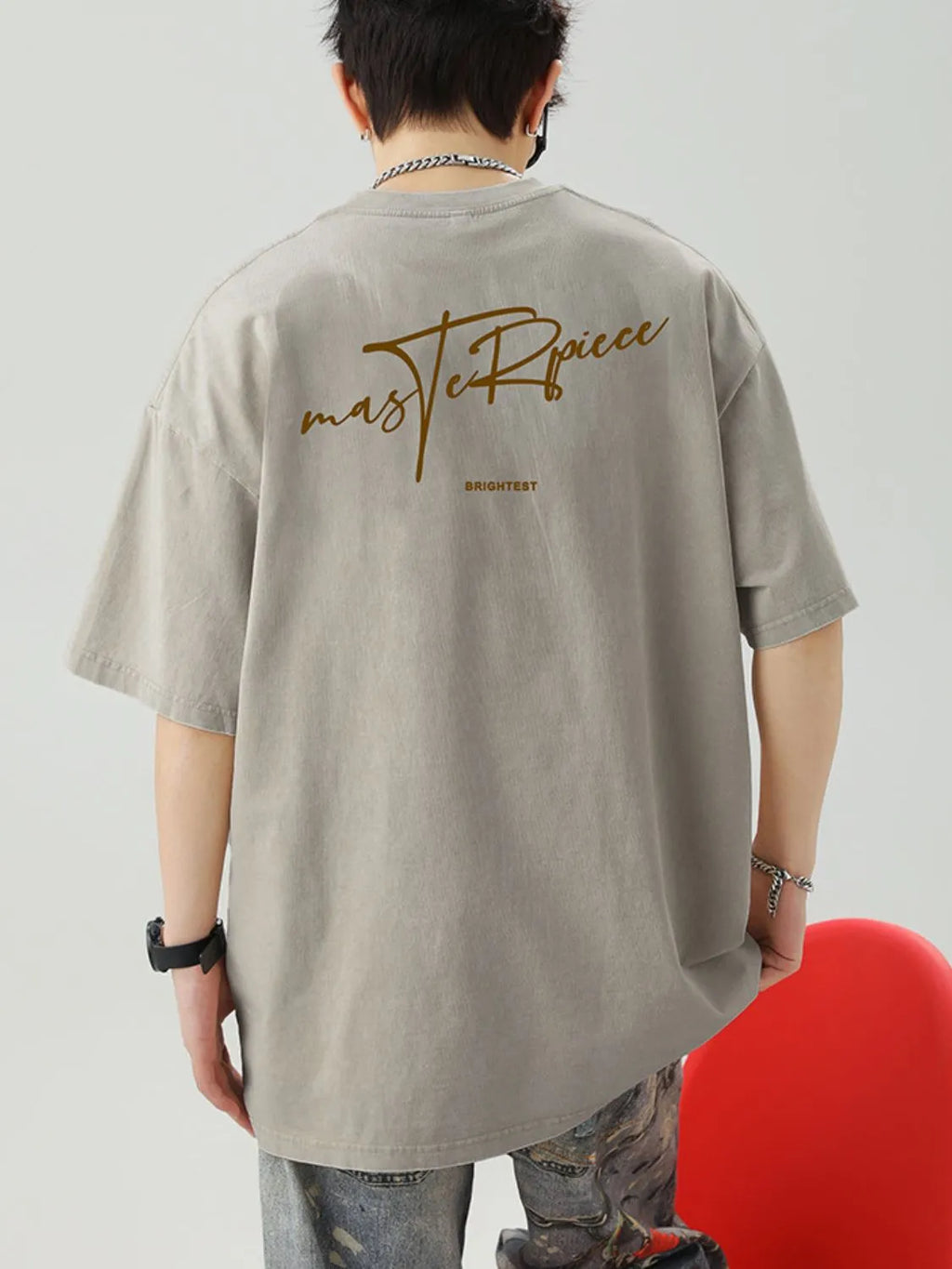 Men's Plus Size Round Neck Letter Graphic T-Shirt - Men's T-Shirt by Trendsi | Available at Handbags Specialist Headquarter