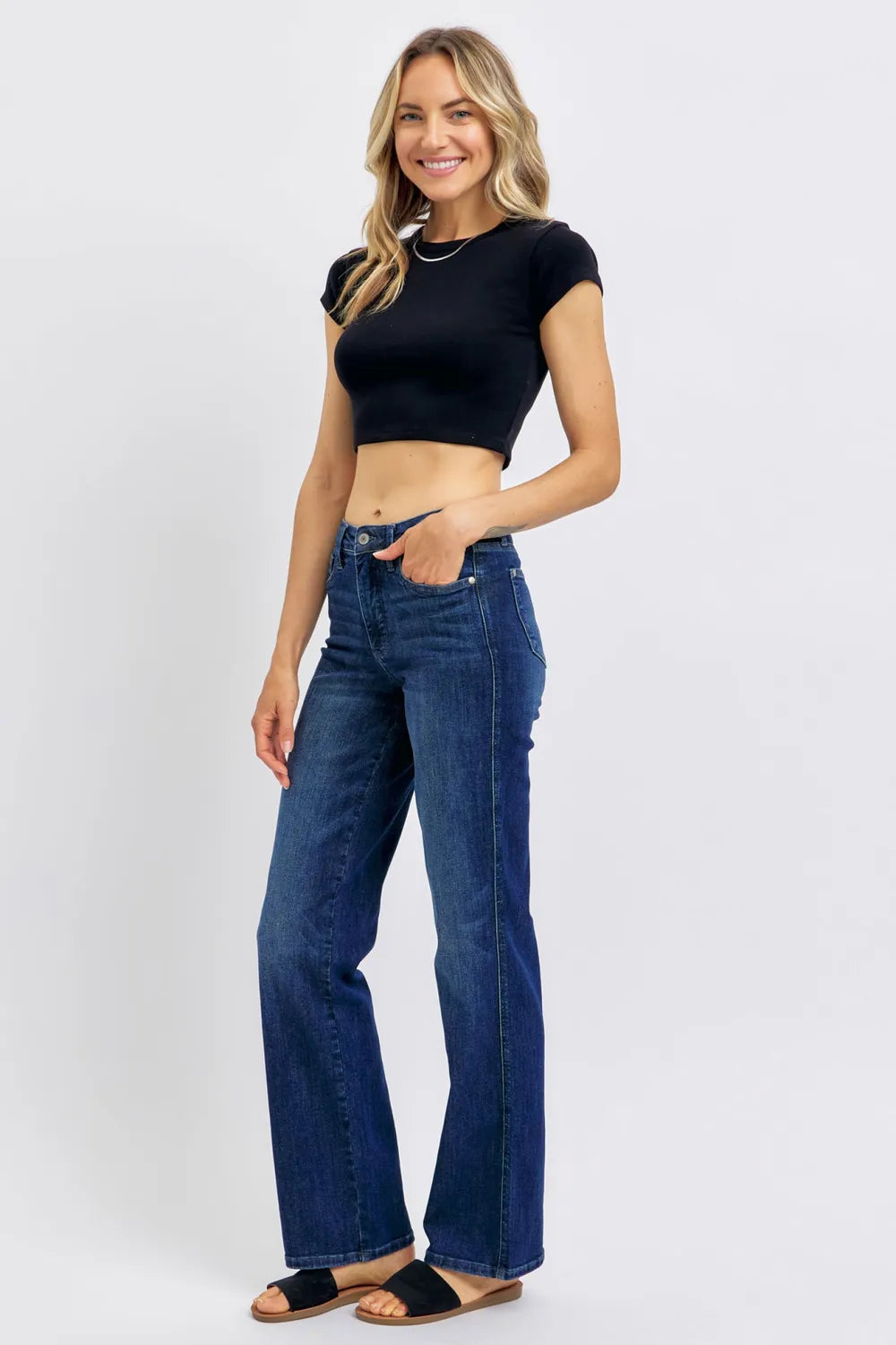 Judy Blue Full Size Tummy Control Straight Jeans Plus Size - Women / Jeans & Denim by Trendsi | Available at Handbags Specialist Headquarter