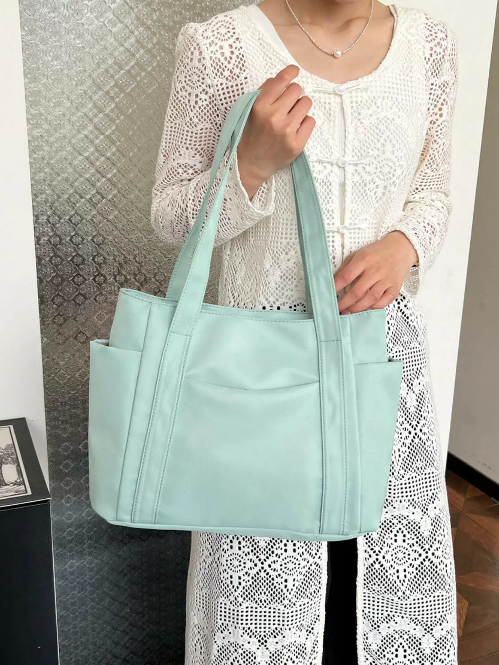 Oxford Cloth Tote Bag with Zipper - Tote Bag by Trendsi | Available at Handbags Specialist Headquarter