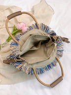 Round Woven Straw Tassel Handbag - handbags by Trendsi | Available at Handbags Specialist Headquarter