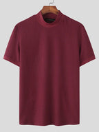 Men's Full Size Mock Neck Short Sleeve T-Shirt Plus Size - Men's Shirts by Trendsi | Available at Handbags Specialist Headquarter