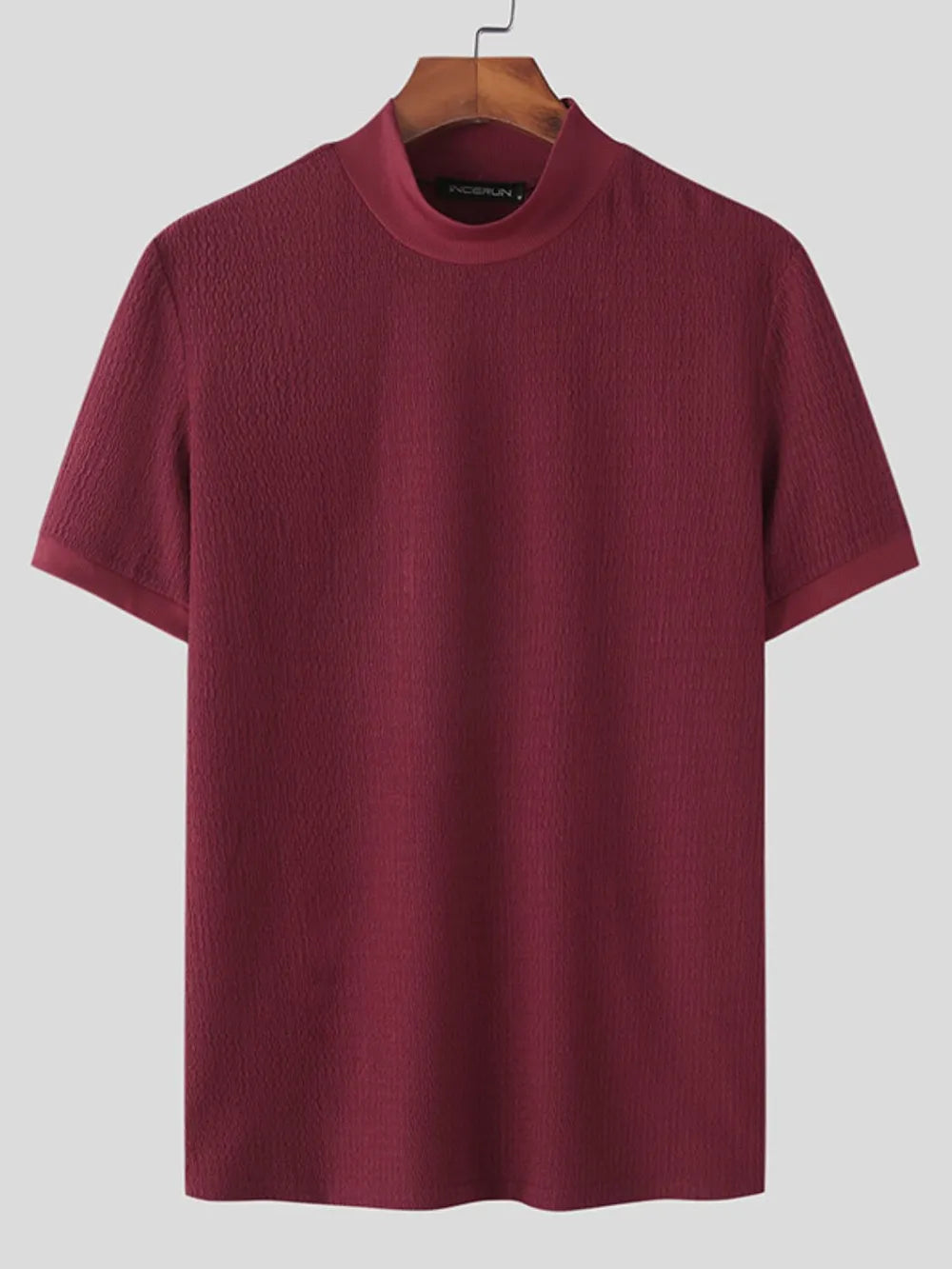 Men's Full Size Mock Neck Short Sleeve T-Shirt Plus Size - Men's Shirts by Trendsi | Available at Handbags Specialist Headquarter