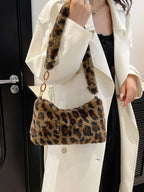 Leopard Fluff Shoulder Bag - Handbags by Trendsi | Available at Handbags Specialist Headquarter