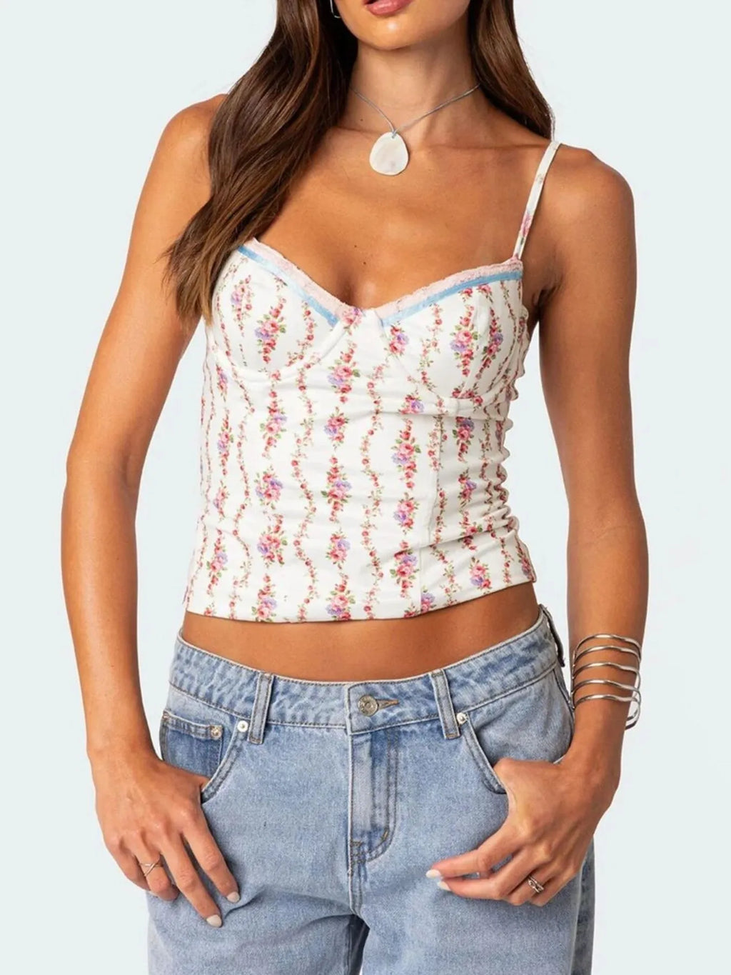 Floral Print Sweetheart Neck Cami - Tops by Trendsi | Available at Handbags Specialist Headquarter