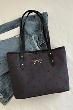 Bow Trim Polyester Tote Bag - Tote Bag by Trendsi | Available at Handbags Specialist Headquarter