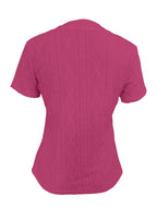 Textured Notched Short Sleeve Blouse - Tops by Trendsi | Available at Handbags Specialist Headquarter