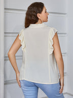 Plus Size Ruffled Cap Sleeve Shirt - Plus Size Shirts by Trendsi | Available at Handbags Specialist Headquarter
