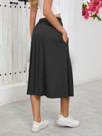 Elastic Waist Skirt With Pockets - Skirts by Trendsi | Available at Handbags Specialist Headquarter