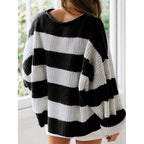 Chic Striped Batwing Knit Sweater for Women