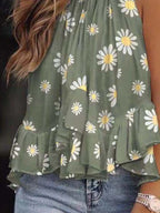 Ruffled Printed Halter Neck Cami Top - Tops by Trendsi | Available at Handbags Specialist Headquarter
