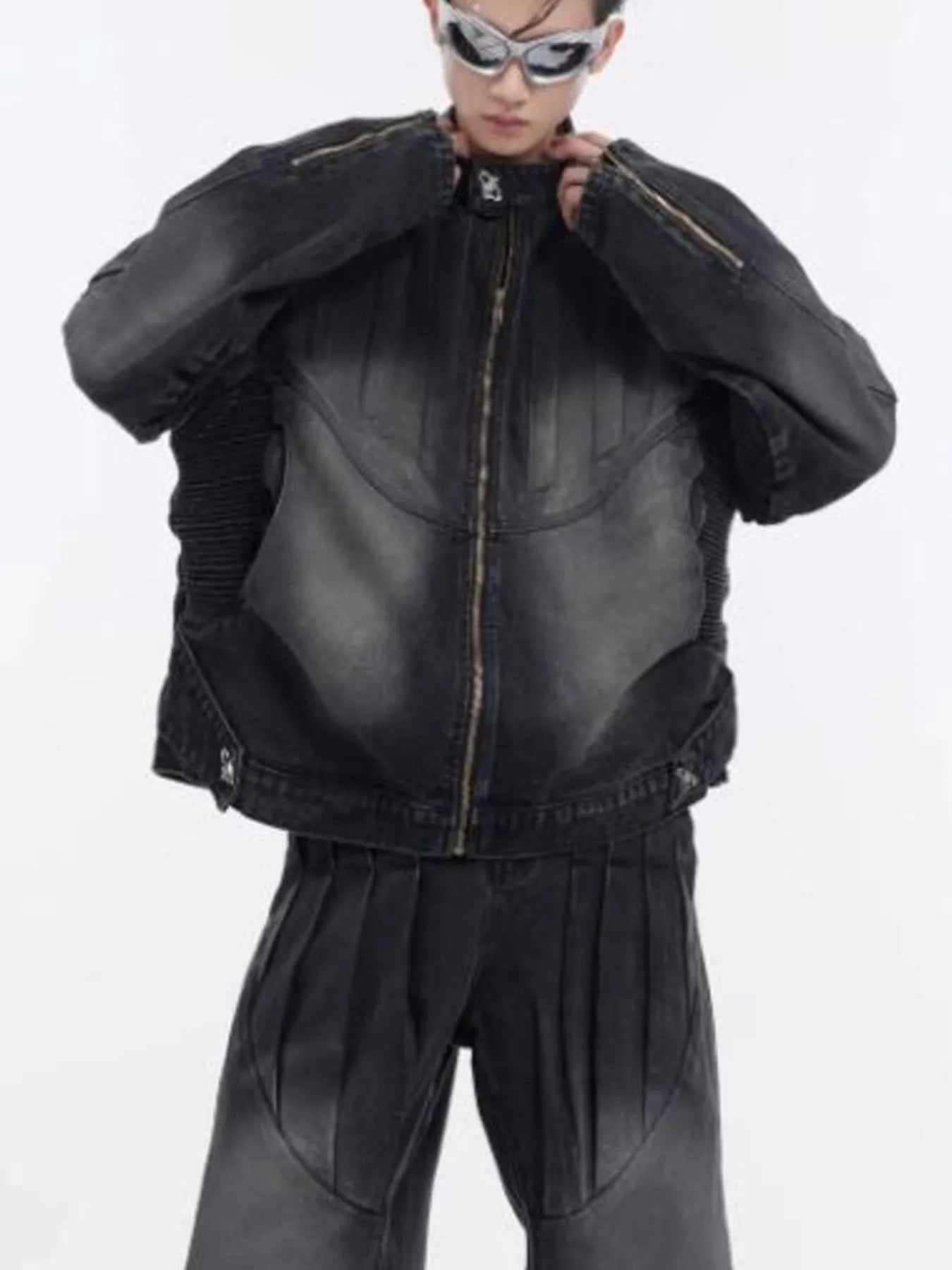 Men's Zip Up Long Sleeve Denim Jacket - Men's jackets by Trendsi | Available at Handbags Specialist Headquarter