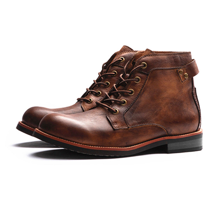 Vintage Moto Men's Leather Lace-Up Ankle Boots
