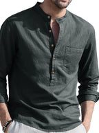 Men's Button Detail Long Sleeve Polo Shirt - Men's Polo shirt by Trendsi | Available at Handbags Specialist Headquarter