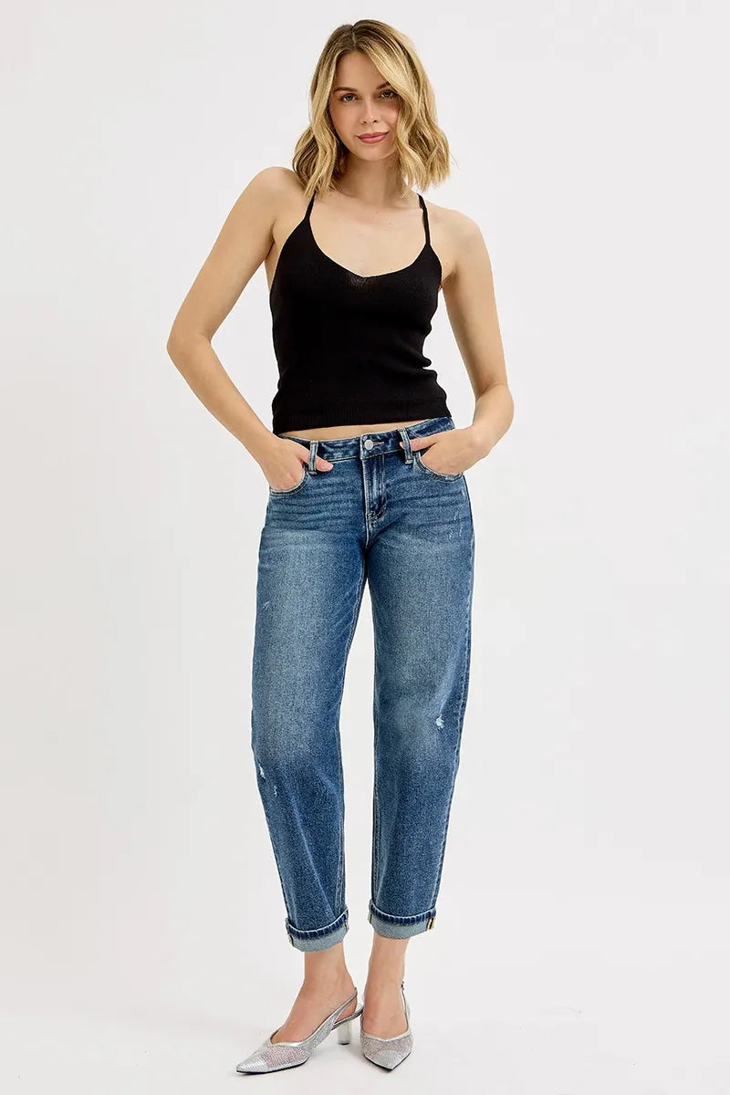 RISEN Full Size Low Rise Crop Boyfriend Jeans Plus Size - Women / Jeans & Denim by Trendsi | Available at Handbags Specialist Headquarter