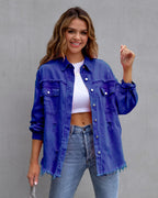 Autumn Breeze Ripped Shirt Jacket - Women's Casual