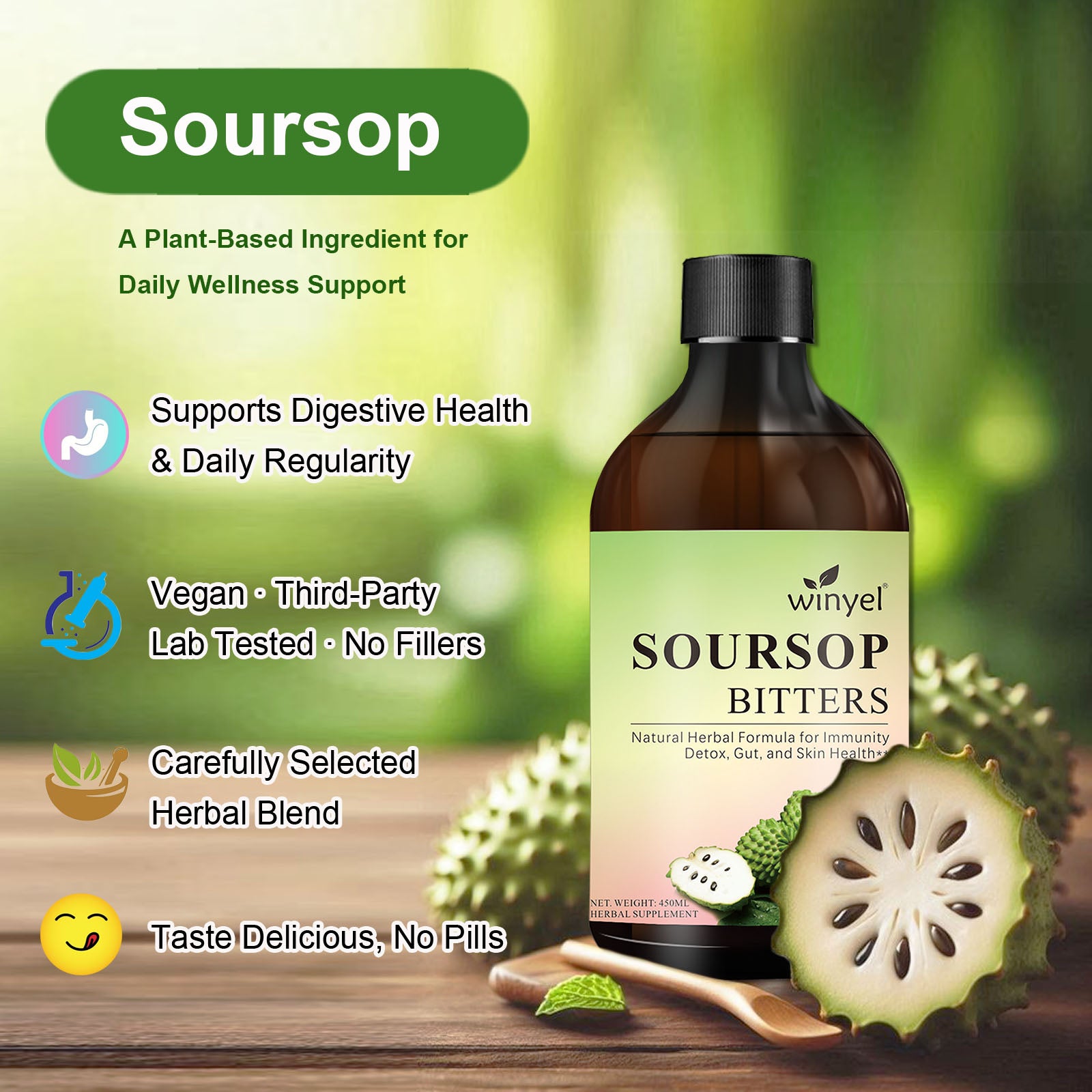 Soursop Liquid with Moringa & Turmeric for Digestion