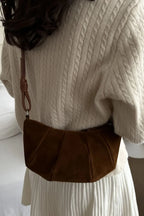 Suede Croissant Shape Shoulder Bag - Handbags by Trendsi | Available at Handbags Specialist Headquarter