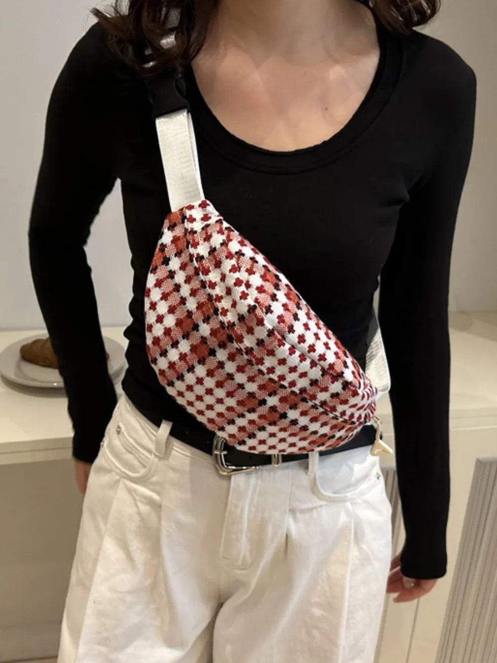 Plaid Wide Strap Crossbody Bag - Handbags by Trendsi | Available at Handbags Specialist Headquarter