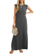 Full Size Slit Round Neck Sleeveless Maxi Tank Dress Plus Size - Women Plus Size by Trendsi | Available at Handbags Specialist Headquarter
