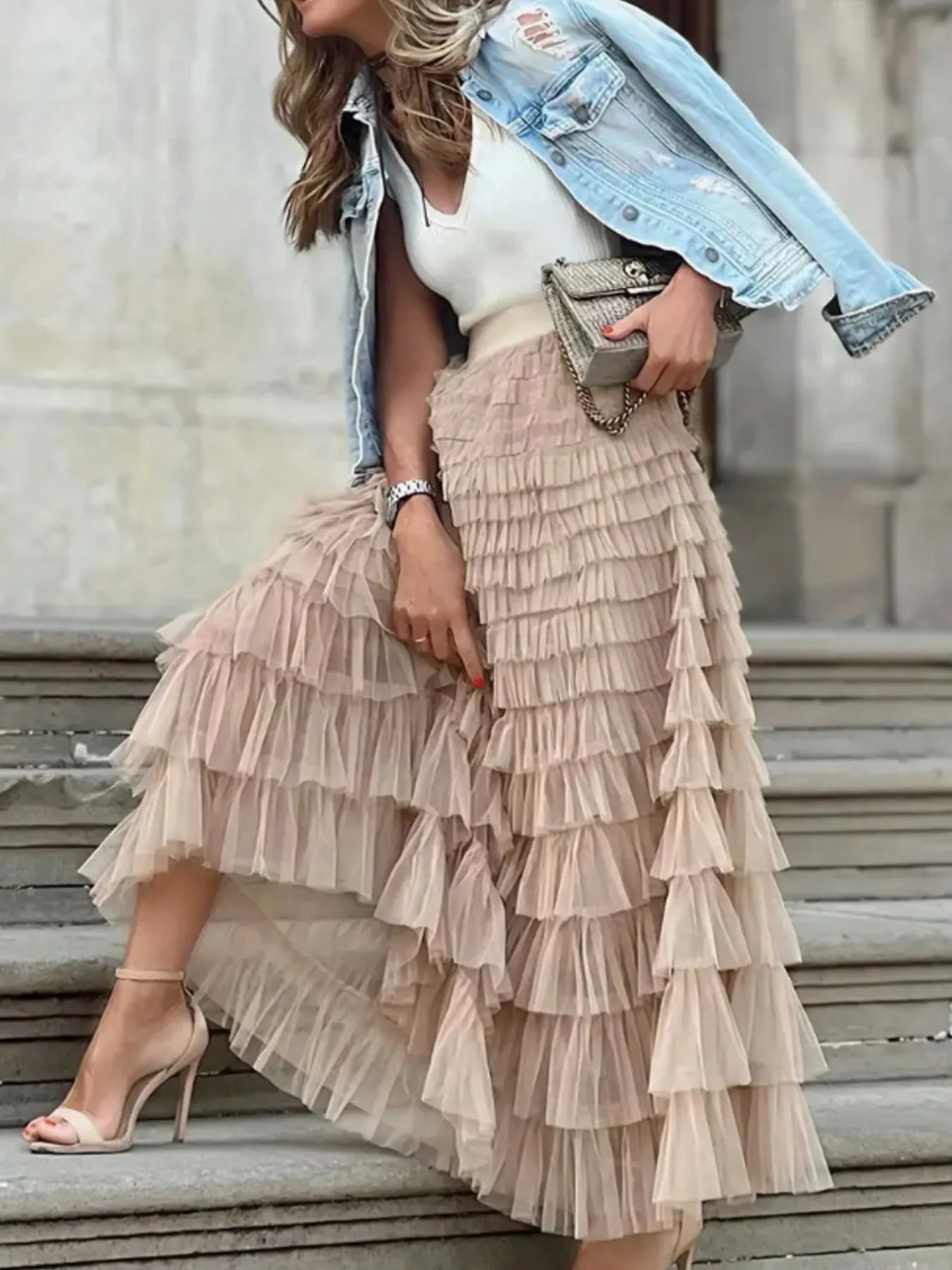 Layered Ruffle Maxi Skirt - Skirts by Trendsi | Available at Handbags Specialist Headquarter