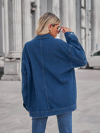 Button Up Long Sleeve Denim Jacket - Tops by Trendsi | Available at Handbags Specialist Headquarter