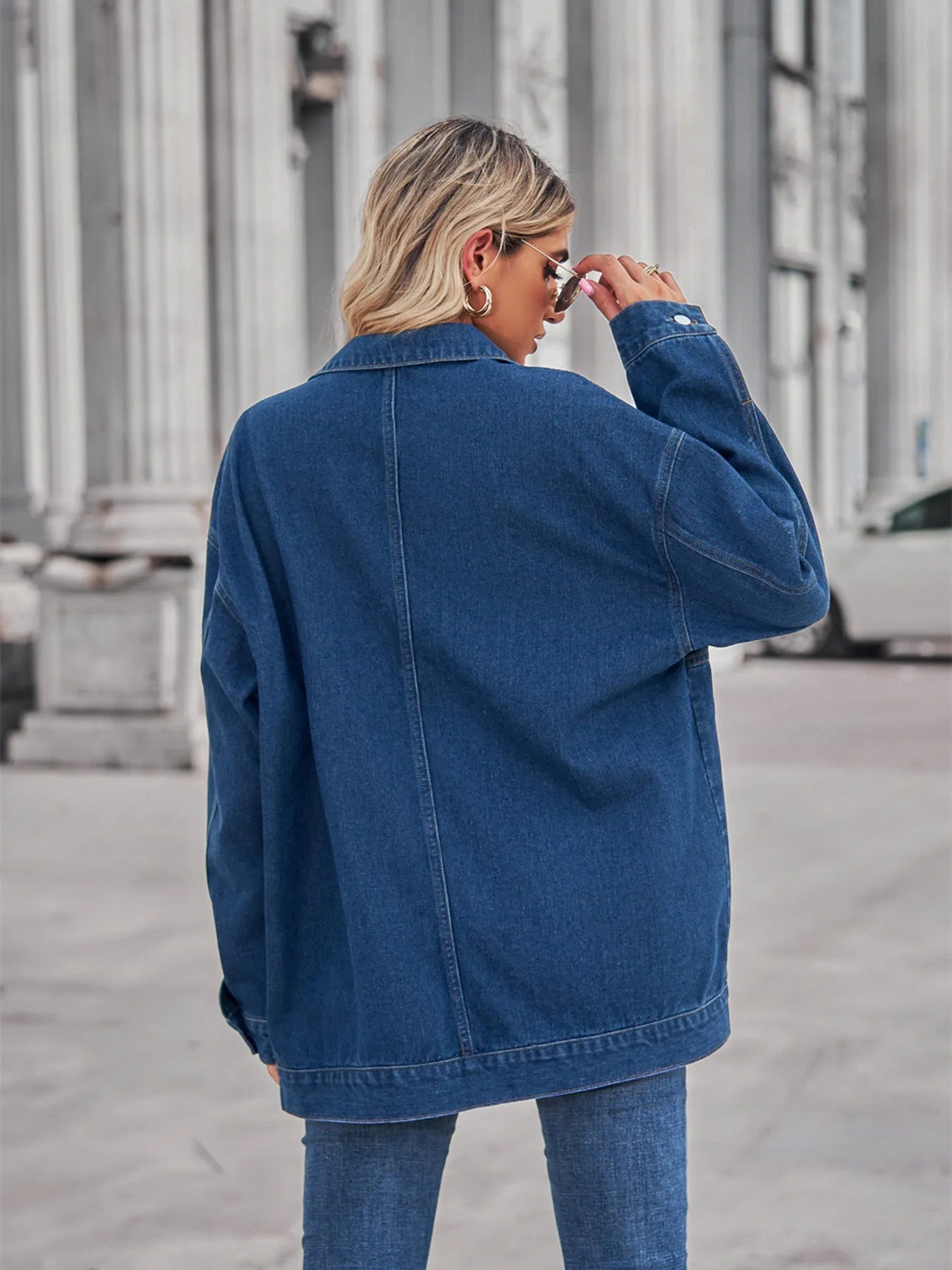 Button Up Long Sleeve Denim Jacket - Tops by Trendsi | Available at Handbags Specialist Headquarter