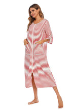 Round Neck Three-Quarter Sleeve Midi Night Dress - Sleepwear by Trendsi | Available at Handbags Specialist Headquarter