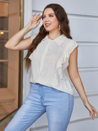 Plus Size Ruffled Cap Sleeve Shirt - Plus Size Shirts by Trendsi | Available at Handbags Specialist Headquarter
