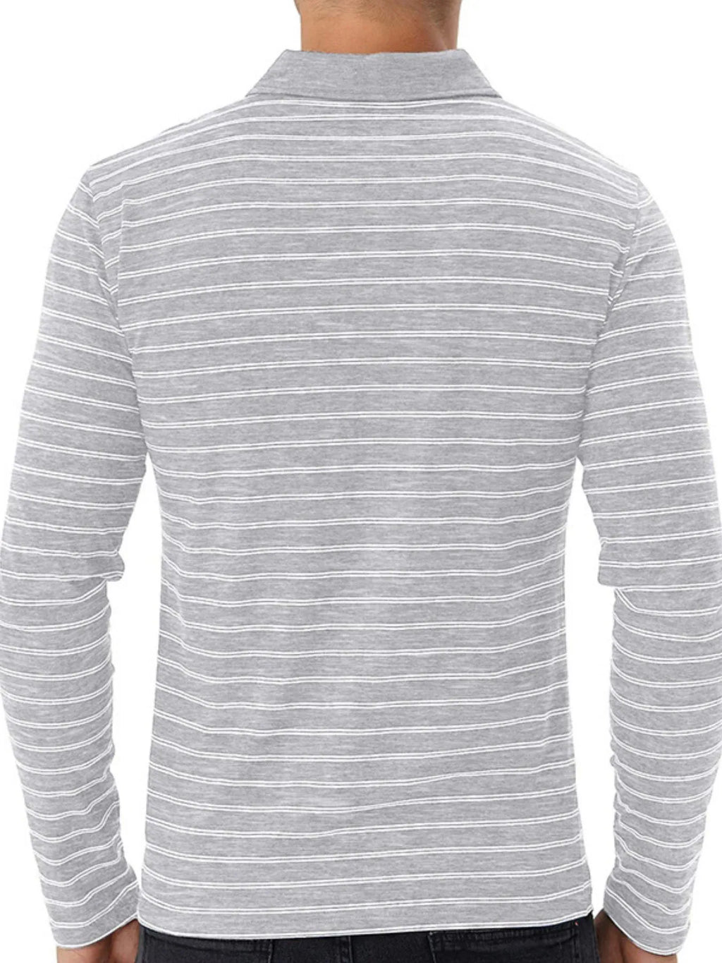 Men's Striped Long Sleeve Polo Shirt - Men's Polo shirt by Trendsi | Available at Handbags Specialist Headquarter