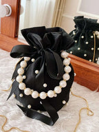Pearl Detail Solid Color Bucket Bag - Crossbody Bag by Trendsi | Available at Handbags Specialist Headquarter