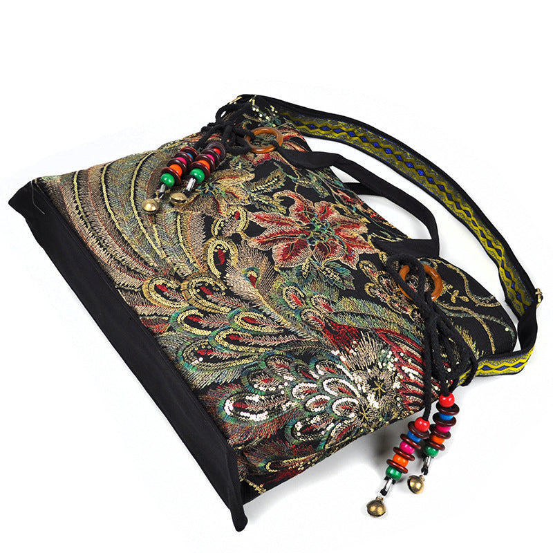 Canvas embroidered handbag