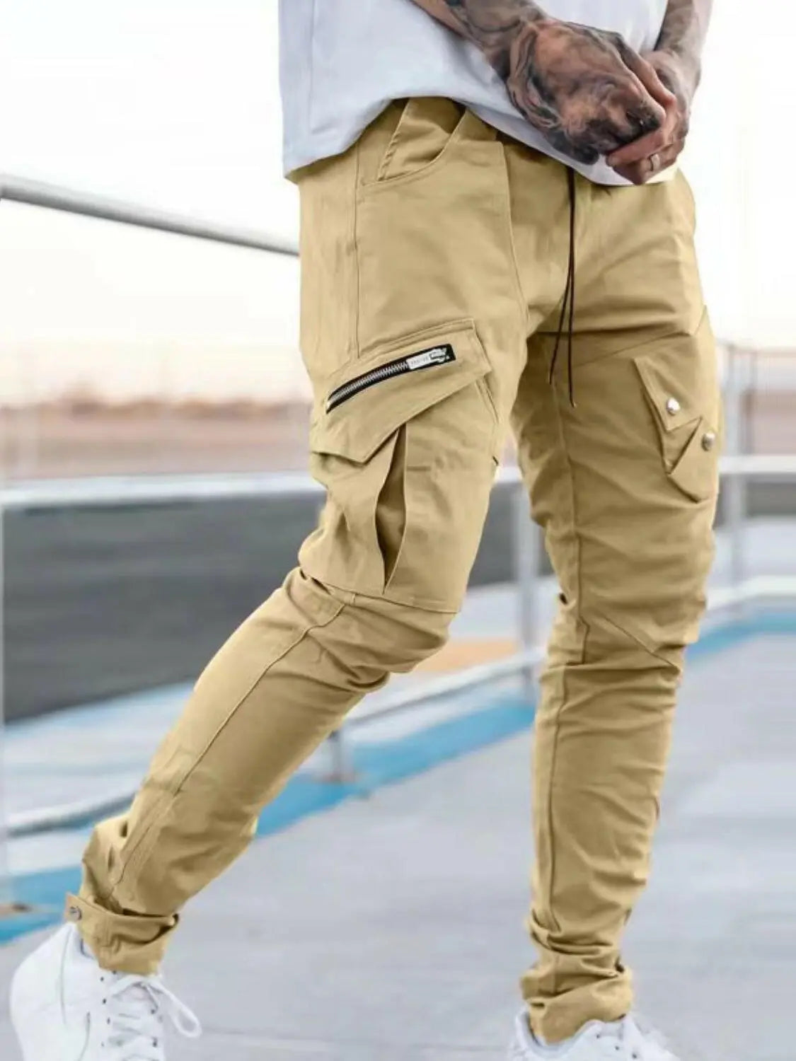 Men's Plus Size Pants with Cargo Pockets - Men's Pants by Trendsi | Available at Handbags Specialist Headquarter
