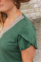 Plus Size V-Neck Petal Sleeve Blouse - Plus Size Shirts by Trendsi | Available at Handbags Specialist Headquarter