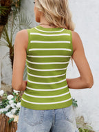Striped Round Neck Tank - Tops by Trendsi | Available at Handbags Specialist Headquarter