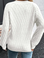 Textured Knit Ribbed Edge V Neck Loose Sweater - Tops by Trendsi | Available at Handbags Specialist Headquarter