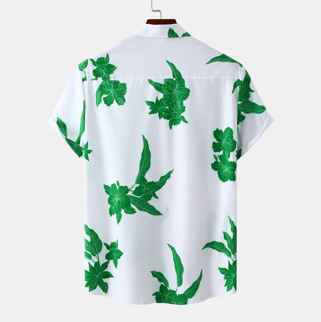 Men's Plus Size Leaf Print Short Sleeve Casual Shirt - Men's Shirts by Trendsi | Available at Handbags Specialist Headquarter