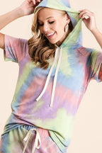 BiBi Tie Dye French Terry Hoodie Top and Bottom Set -  by Trendsi | Available at Handbags Specialist Headquarter