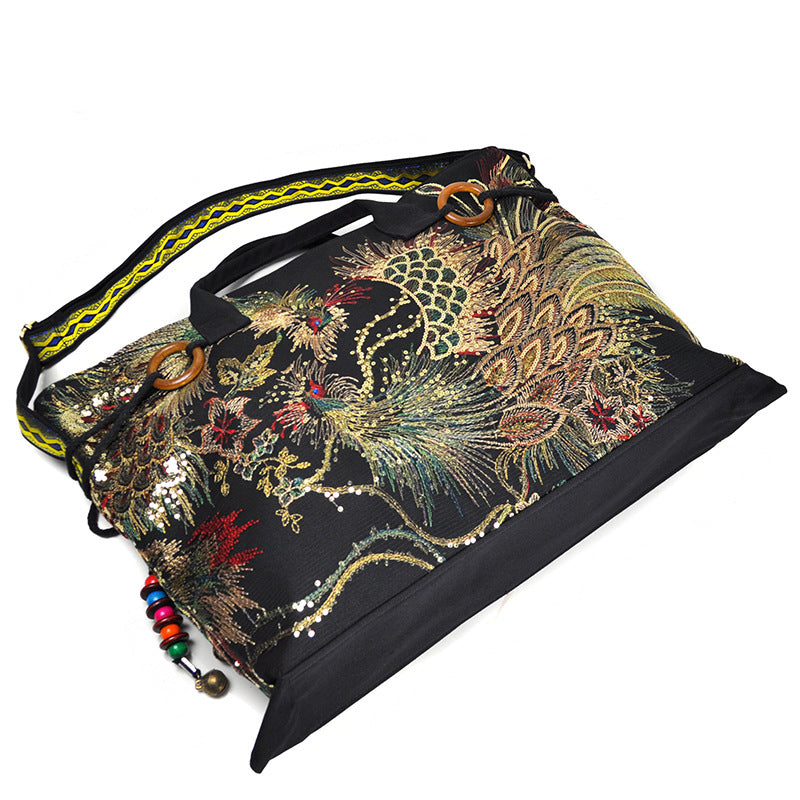 Canvas embroidered handbag